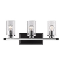  4309-BA3 BLK-SD - Mercer 3 Light Bath Vanity in Matte Black with Chrome accents and Seeded Glass